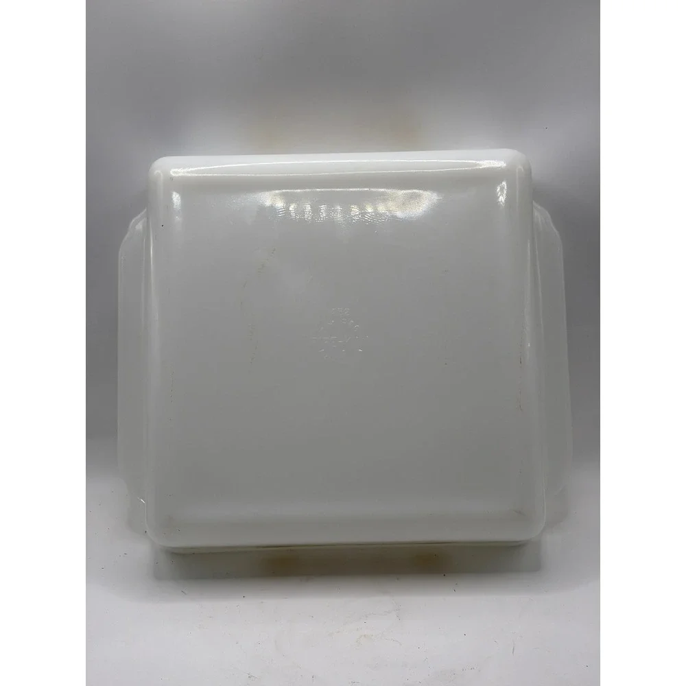 Fire-King 452 Milk Glass Wheat Pattern Square Baking Dish 8x8 Vintage USA